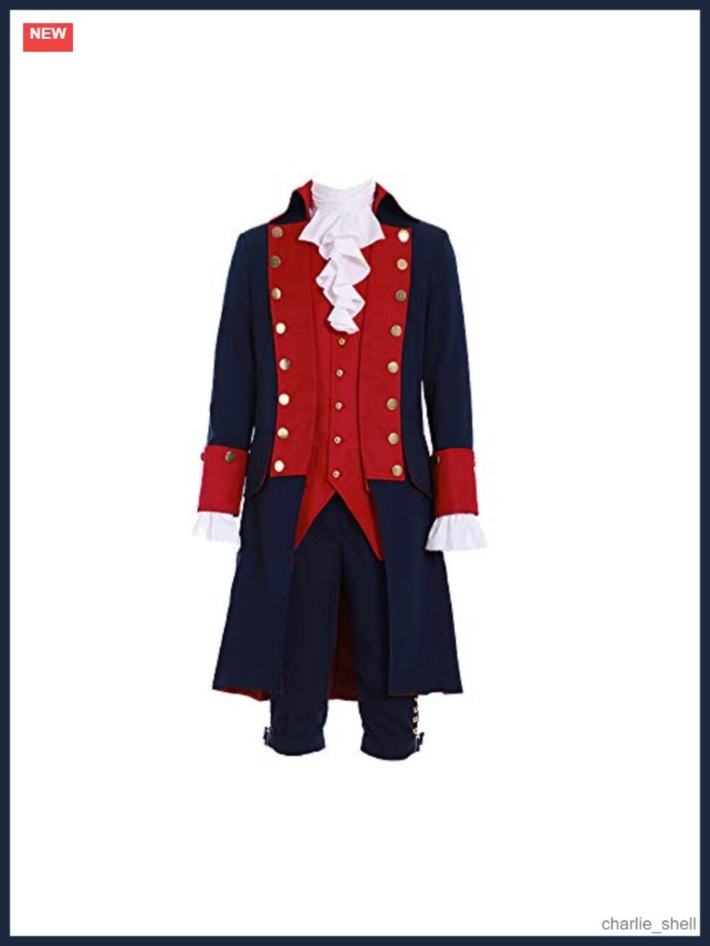 Men's Colonial Hamilton Military Costume 5-Piece Set Polyester